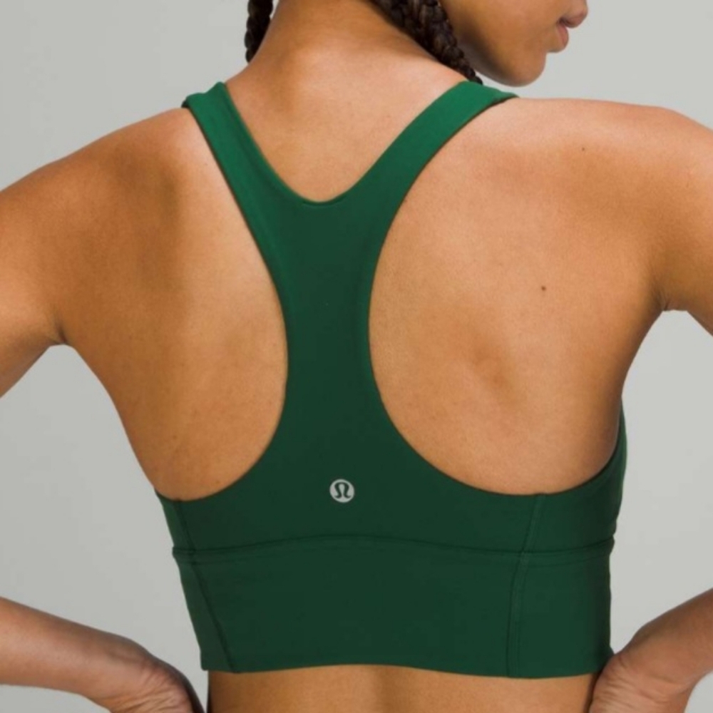 Lululemon Wunder Train Longline Bra Medium Support Everglade Green Sz 4 W2CNSS